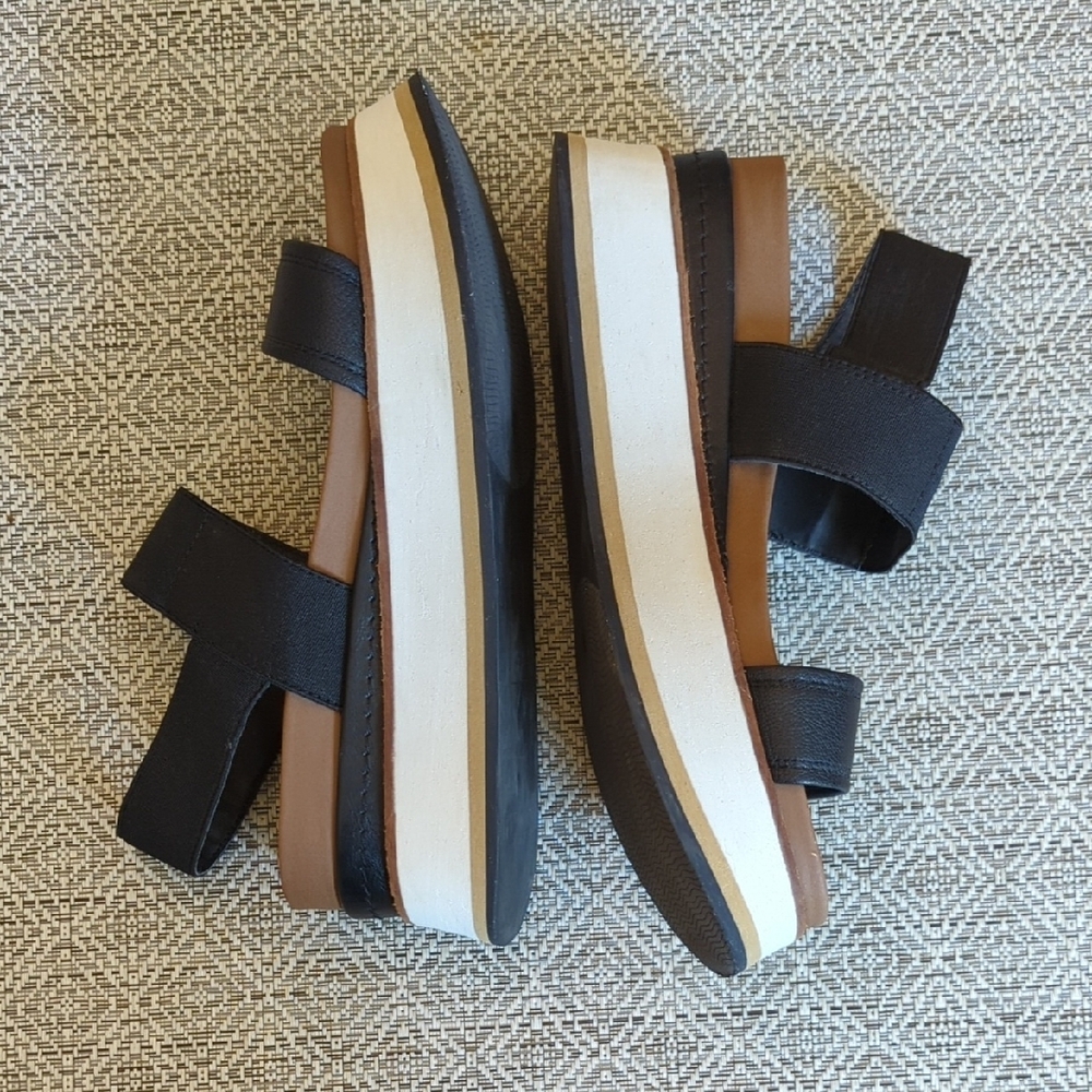 Womens Black Platform Slingback Sandals - Picture 4 of 7